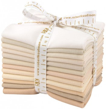 Kona Solids Not Quite White Palette Fat Quarter Bundle 18"X21" 12 pcs Robert Kaufman Cotton Fabric RK-FQ-909-12