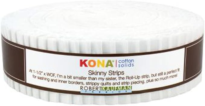 Kona Cotton White 1.5" Skinny Strips 40pcs Robert Kaufman Cotton Fabric RK-SS-102-40
