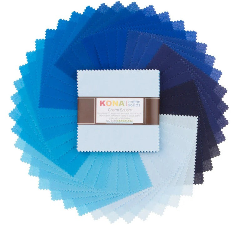 Kona Cotton Waterfall Palette 5" Squares 42 pcs Robert Kaufman Cotton Fabric Kona-CHS-732-42