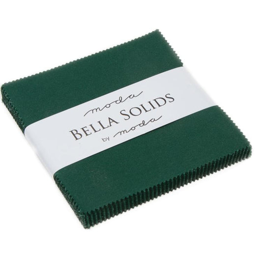 Bella Solids Christmas Green 5" Squares Charm Pack 42pcs Moda Cotton Fabric MD-9900PP-14