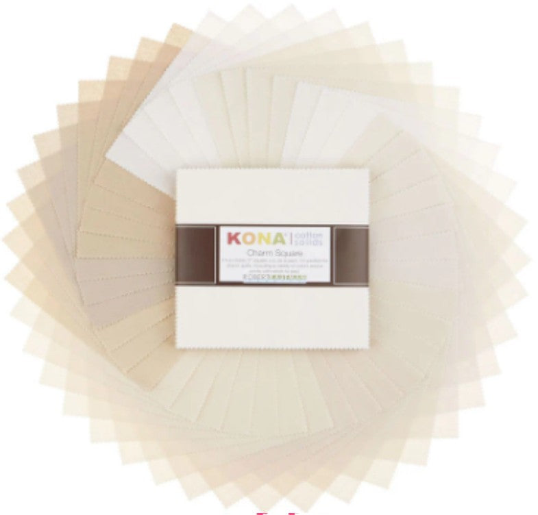 Kona Cotton Not Quite White Palette 5" Squares 42 pcs Robert Kaufman Cotton Fabric Kona-CHS-339-42