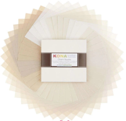 Kona Cotton Not Quite White Palette 5" Squares 42 pcs Robert Kaufman Cotton Fabric Kona-CHS-339-42