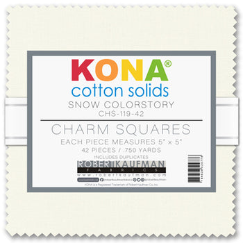 Kona Cotton Solids Snow 5" Squares 42 pcs Robert Kaufman Cotton Fabric Kona-CHS-119-42