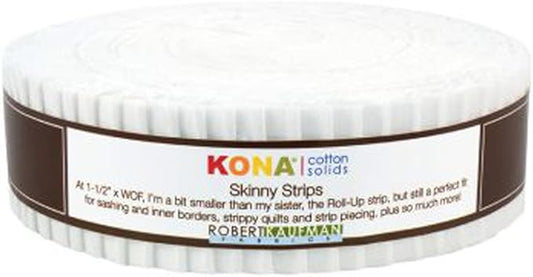 Kona Cotton White 1.5" Skinny Strips 40pcs Robert Kaufman Cotton Fabric RK-SS-102-40
