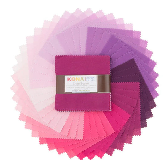 Kona Cotton Wildberry Palette 5" Squares 42 pcs Robert Kaufman Cotton Fabric Kona-CHS-728-42
